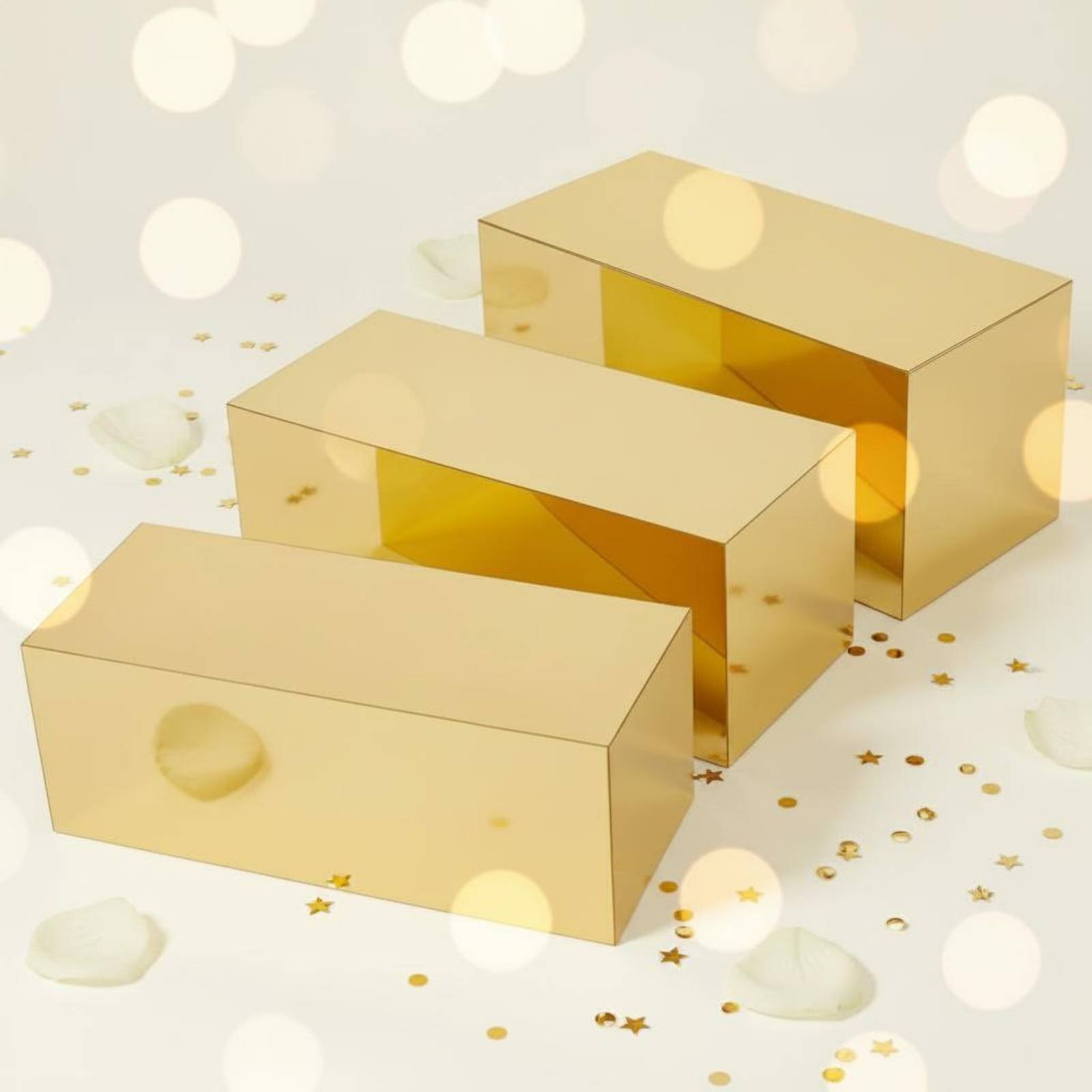3 Pieces Gold Acrylic Display  - Display Risers Set avaliação e preço