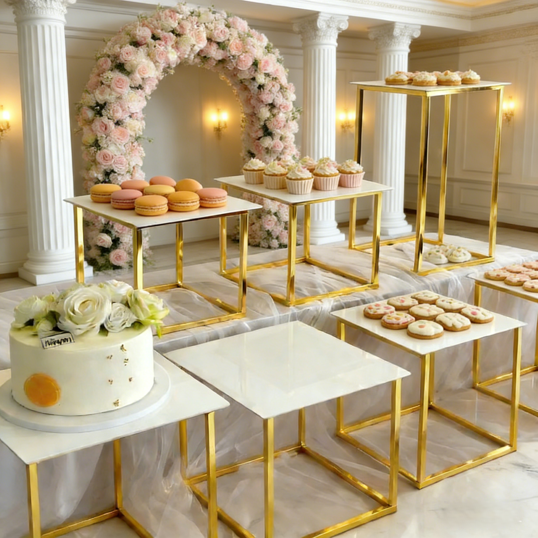 12-20 PCS Luxury Gold Frame Wh - Display Risers Set avaliação e preço