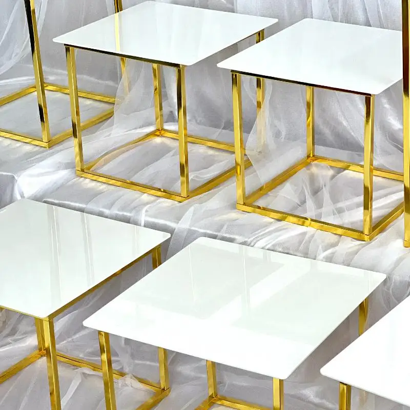 12-20 PCS Luxury Gold Frame Wh - Display Risers Set avaliação e preço