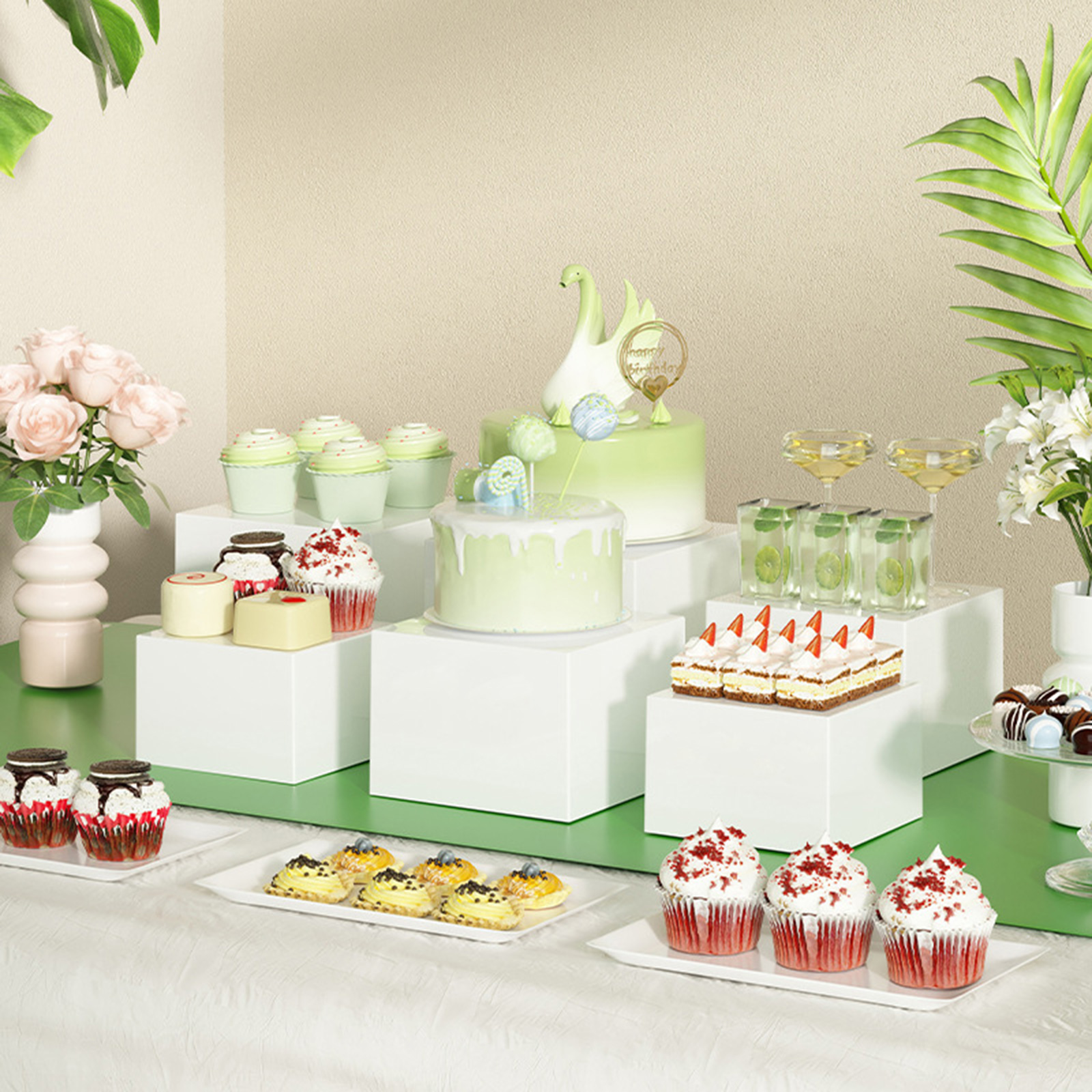 6x Acrylic Buffet Riser Desser - Display Risers Set avaliação e preço