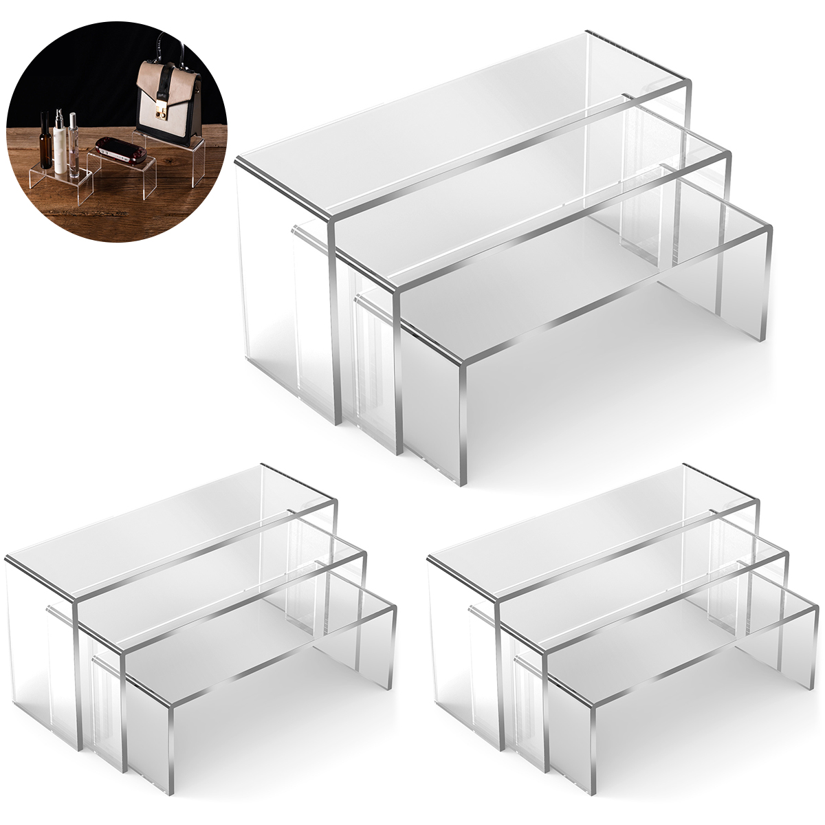 3/6/9Pcs Acrylic Display Stand - Display Risers Set avaliação e preço