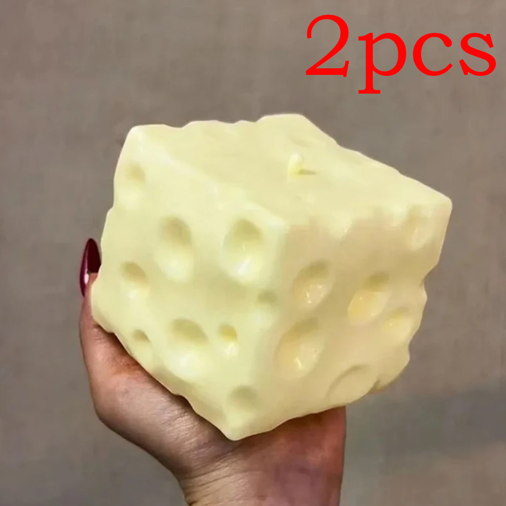 ◑Jumbo Cheese Cube Stress Ball - Fidget Cube Original avaliação e preço
