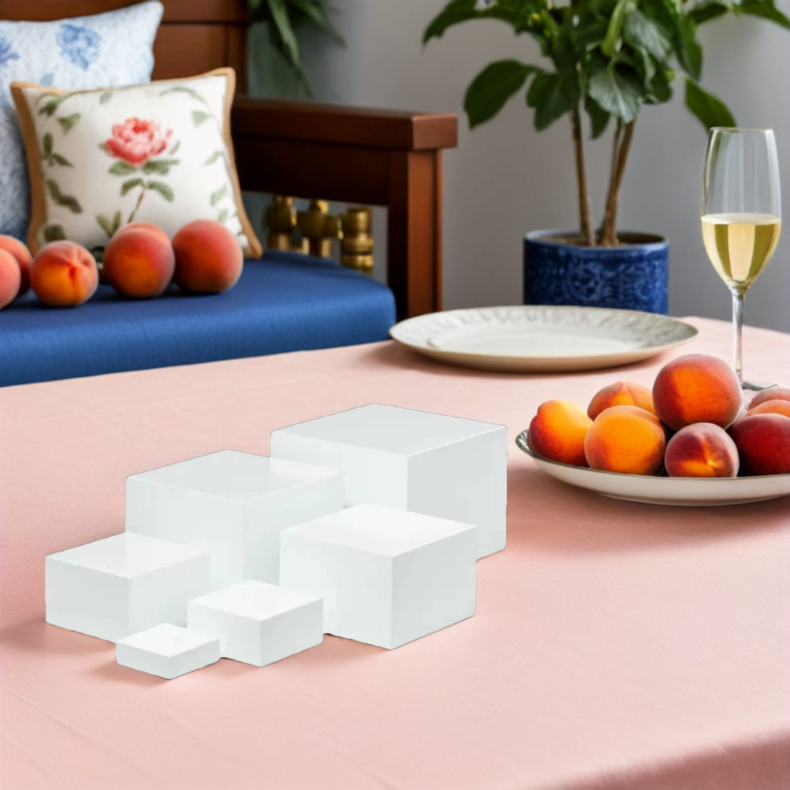 6Pcs Minimalist White Plastic  - Display Risers Set avaliação e preço