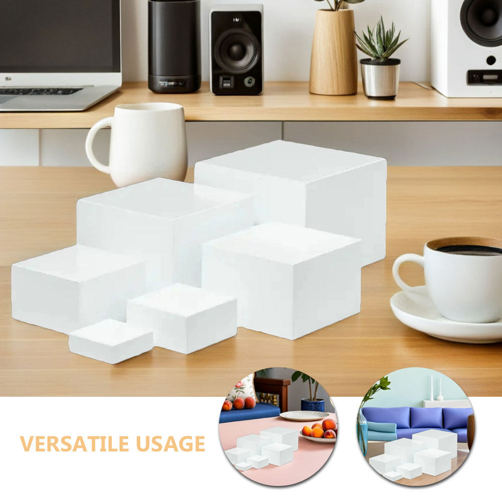 6Pcs Minimalist White Plastic  - Display Risers Set avaliação e preço