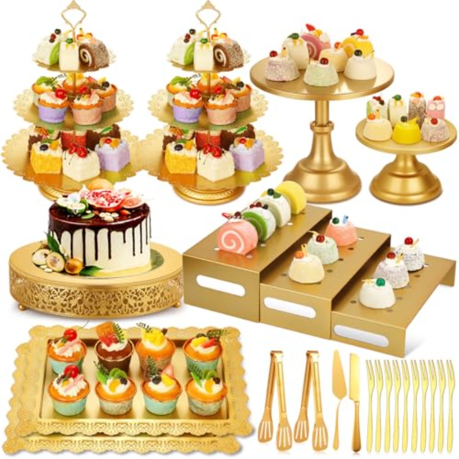 Metal Gold Dessert Table Displ - Display Risers Set avaliação e preço
