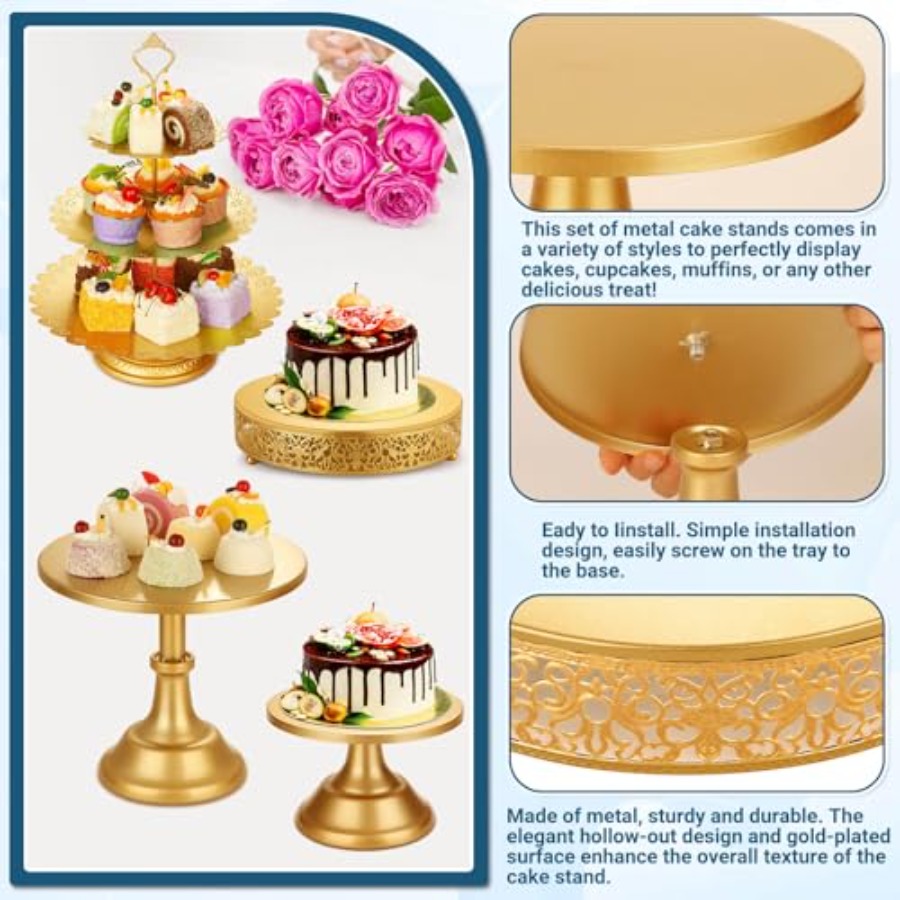 Metal Gold Dessert Table Displ - Display Risers Set avaliação e preço